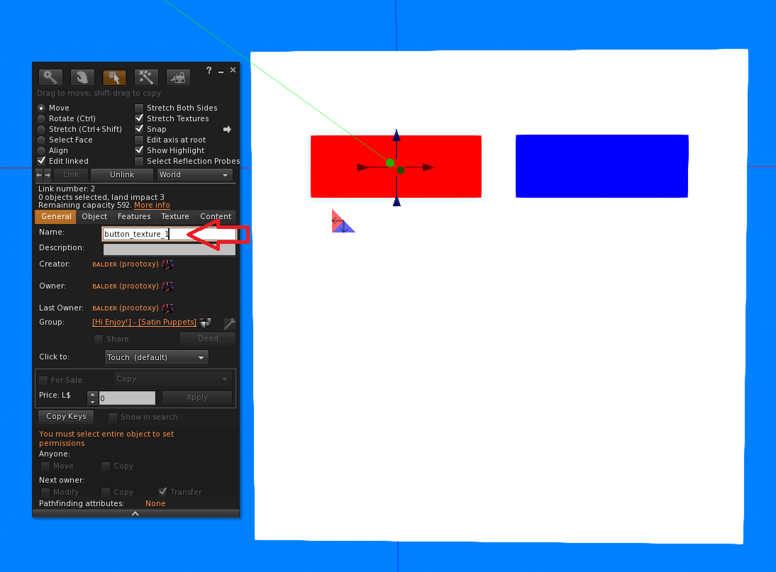Clicking a button name creates its function.