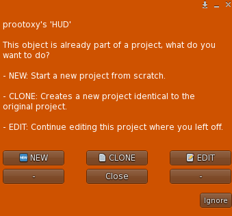 The BUILD menu. It only appears for the owner of the object.