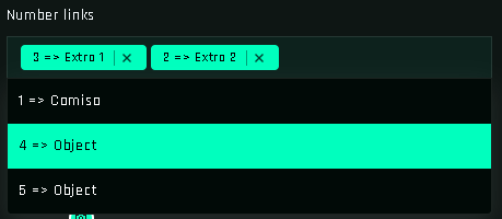 Selecting link names for an action. Several names can be chosen.