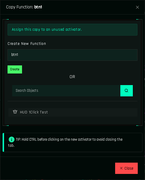 Copy to a new name, or click a button in the list to copy directly onto it.